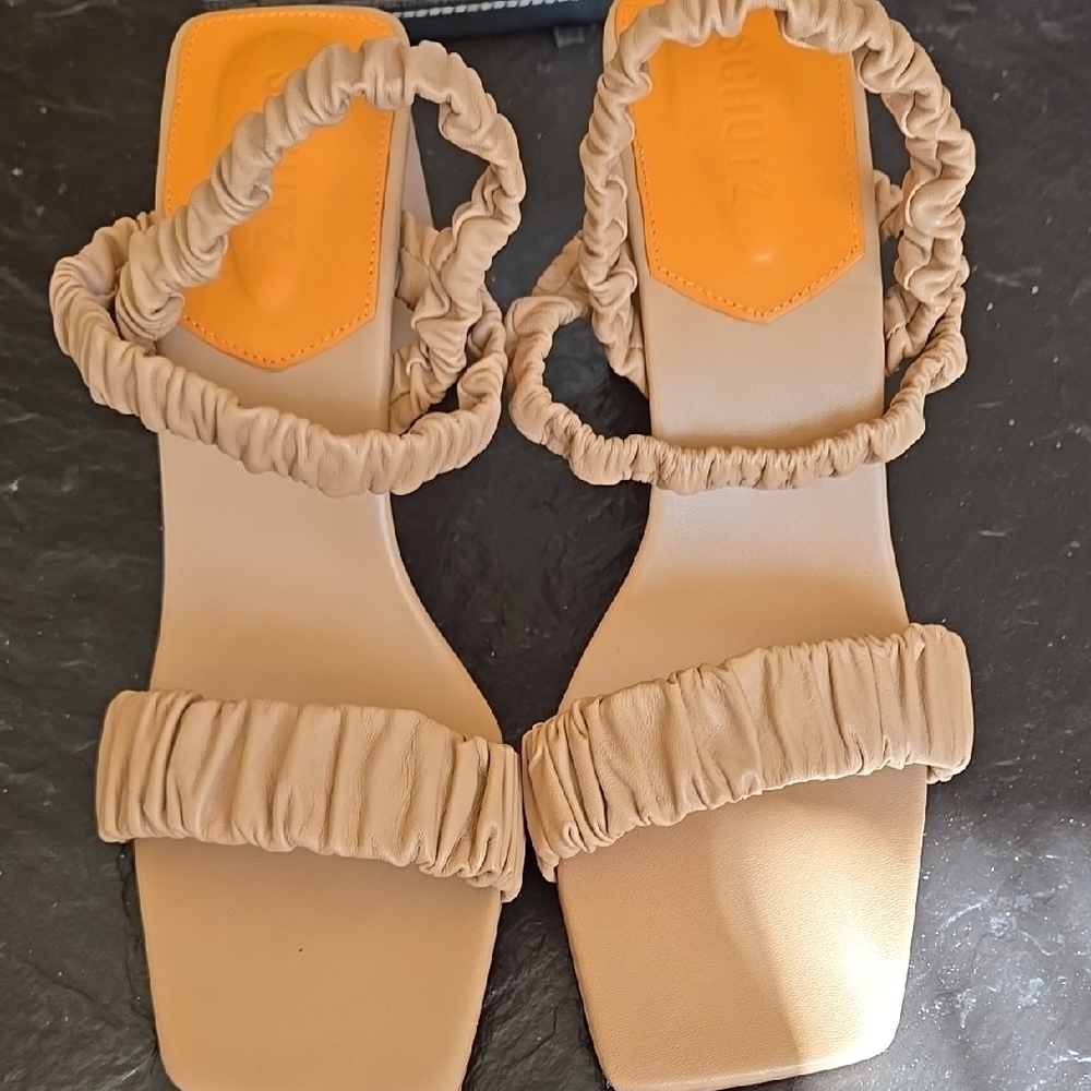 Schutz Heeled Leather Sandals